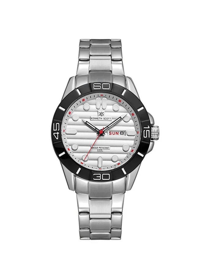 كينيث سكوت Men's Analog Tonneau Shape Stainless Steel Wrist Watch K22043-SBSW - 44.3 Mm