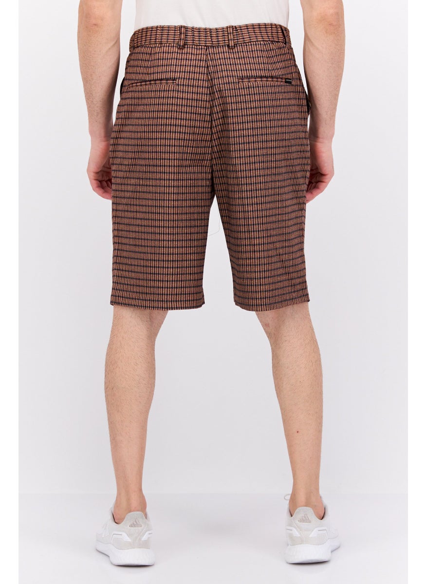 Scotch & Soda - Men Loose Fit Plaid Chino Short, Brown Combo - Image 1