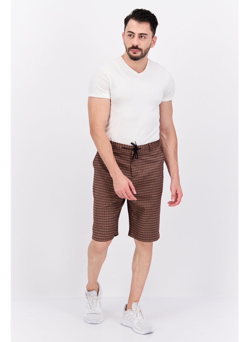 Scotch & Soda - Men Loose Fit Plaid Chino Short, Brown Combo - Image 1