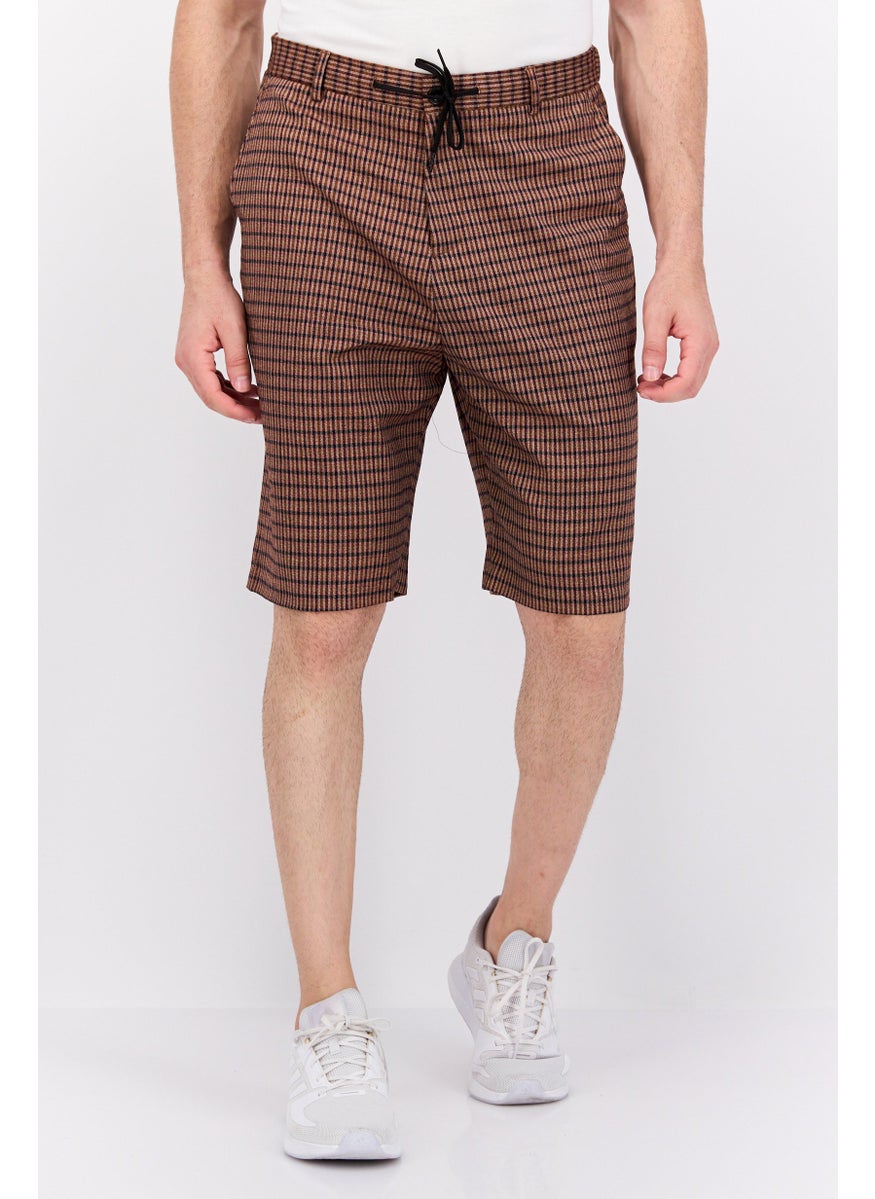 Scotch & Soda - Men Loose Fit Plaid Chino Short, Brown Combo - Image 1
