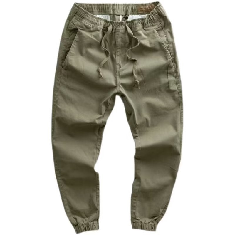 Korean version of solid color overalls mens Tide brand toe labor protection pants spring and autumn mens loose casual pants a generation of hair 1536 khaki 