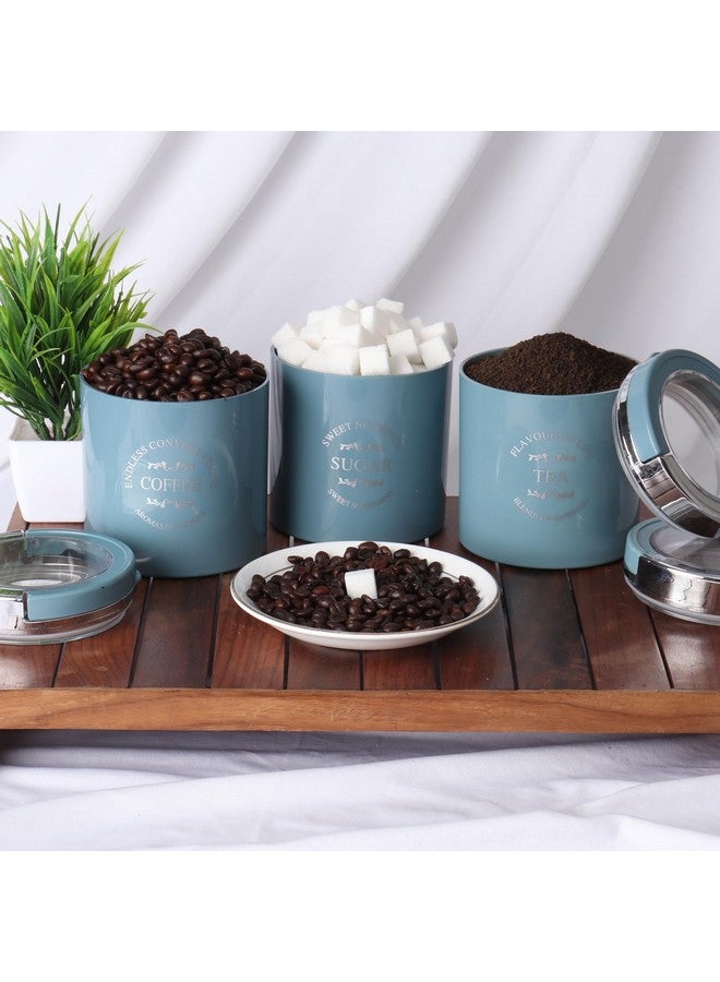 Jaypee Plus Classique 3-750 ml Silicone Storage Jar & Container | Break Resistant Tea, Sugar & Coffee Container | Air Tight Rubber Locking Lid with Glossy Finish Set of 3- (Blue) - Image 2