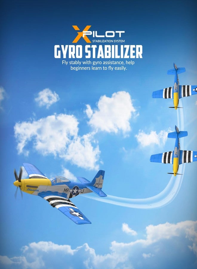 VOLANTEXRC RC Plane 4 Channel P51D Mustang Remote Control Airplane Fighter RTF with 6-Axis Gyro, 3 Modes Easy to Fly, 2.4GHz Radio Controlled Aircraft for Beginners, Boys & Adults (Blue) - Image 4