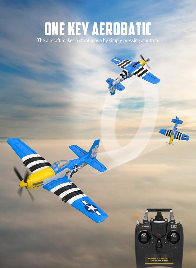 VOLANTEXRC RC Plane 4 Channel P51D Mustang Remote Control Airplane Fighter RTF with 6-Axis Gyro, 3 Modes Easy to Fly, 2.4GHz Radio Controlled Aircraft for Beginners, Boys & Adults (Blue) - Image 5