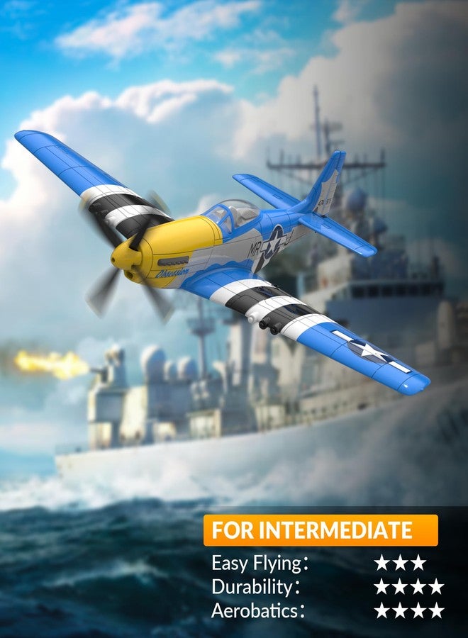 VOLANTEXRC RC Plane 4 Channel P51D Mustang Remote Control Airplane Fighter RTF with 6-Axis Gyro, 3 Modes Easy to Fly, 2.4GHz Radio Controlled Aircraft for Beginners, Boys & Adults (Blue) - Image 2
