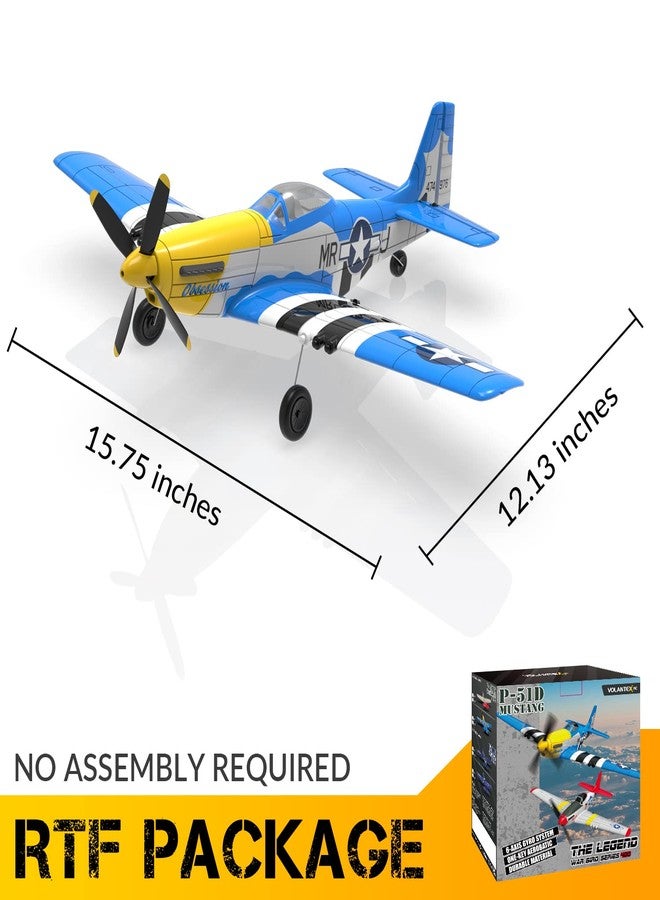 VOLANTEXRC RC Plane 4 Channel P51D Mustang Remote Control Airplane Fighter RTF with 6-Axis Gyro, 3 Modes Easy to Fly, 2.4GHz Radio Controlled Aircraft for Beginners, Boys & Adults (Blue) - Image 3