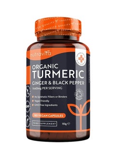 Nutravita Nutravita Organic Turmeric, Ginger & Black Pepper - 180 Vegan Capsules 