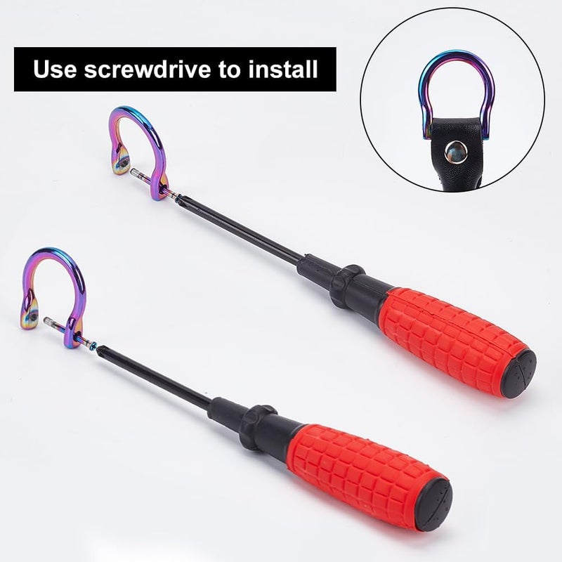 كلاراكو مجموعة من 12 حلقة على شكل حرف D ملونة من كلاركو مع برغي إغلاق، حلقات على شكل حرف D من سبائك معدنية مقاس 15.5/19/23.5 مم، مشابك حدوة حصان على شكل حرف U، حلقة على شكل حرف U لحامل المفاتيح، أدوات حرفية جلدية DIY - Image 3