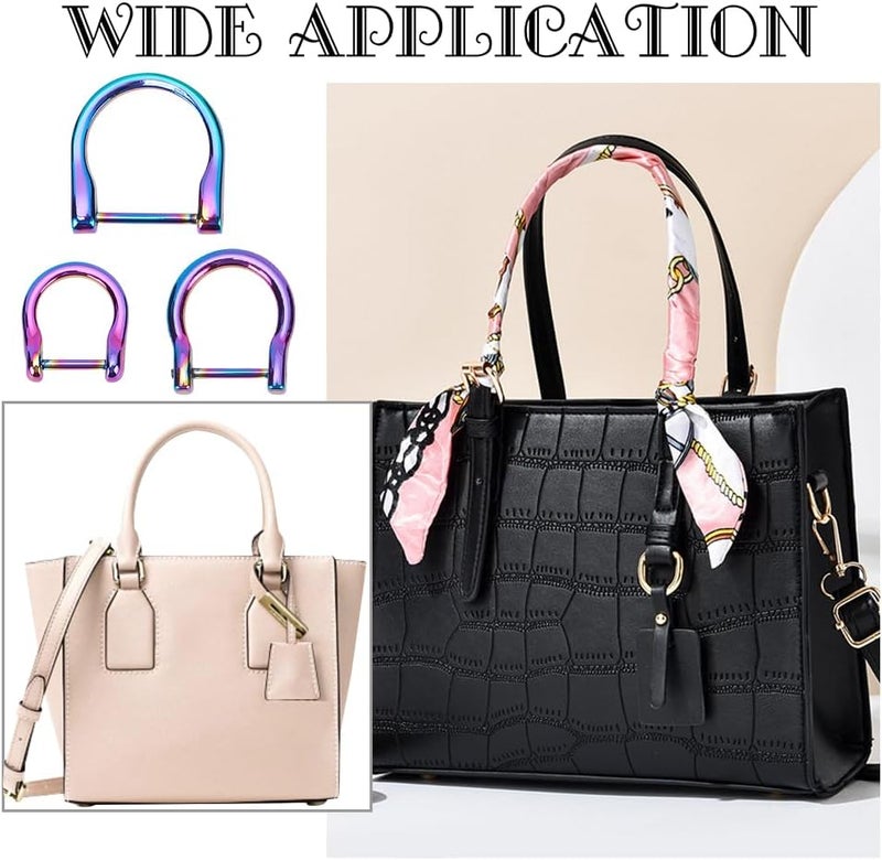 كلاراكو مجموعة من 12 حلقة على شكل حرف D ملونة من كلاركو مع برغي إغلاق، حلقات على شكل حرف D من سبائك معدنية مقاس 15.5/19/23.5 مم، مشابك حدوة حصان على شكل حرف U، حلقة على شكل حرف U لحامل المفاتيح، أدوات حرفية جلدية DIY - Image 5