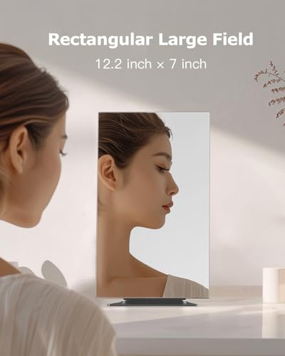 NEZZOE Rectangular Makeup Mirror, 12 Inch Metal Desk Mirror, Table Mirror with Stand, Vanity Mirror for Counter, Bedroom, Bathroom, Dorm - Image 2