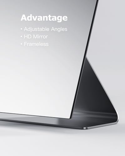 NEZZOE Rectangular Makeup Mirror, 12 Inch Metal Desk Mirror, Table Mirror with Stand, Vanity Mirror for Counter, Bedroom, Bathroom, Dorm - Image 4