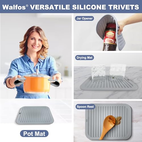 Walfos Silicone Trivets for Hot Pots and Pans - Heat Resistant Hot Pads for Kitchen Counter- Multi-Purpose & Versatile Trivet Mat - Long-Lasting & Flexible Silicone Hot Pad - Image 3