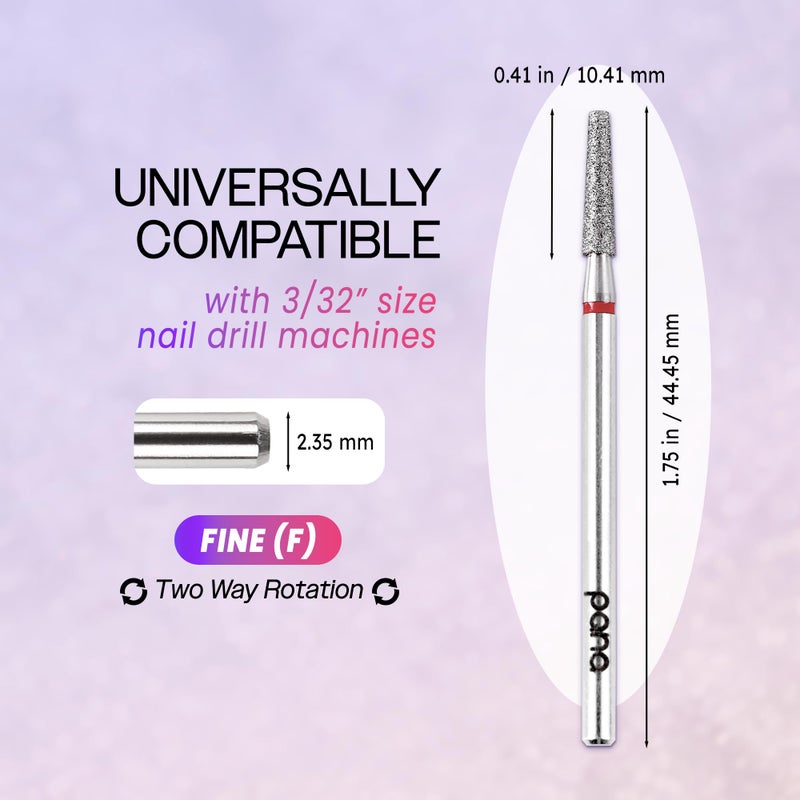 PANA 3/32â€ Diamond Nail Drill Bit (Fine Grit) - Professional Cuticle Nail Drill Bits for Acrylic Gel Nails Dry Manicure Pedicure Shape Remove Tools (Cone Bit, Style 14) - Image 2