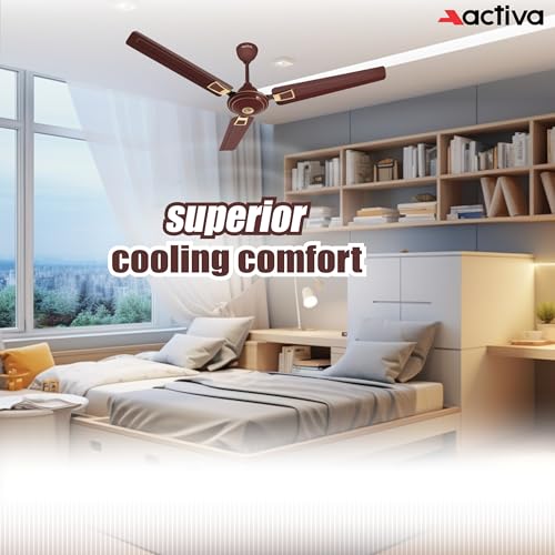 ACTIVA Apsara 1200mm Ceiling Fan, 390 RPM High Speed Air Delivery, BEE Approved One Star Rating, 50 Watt Cooper Winding Motors, Anti Dust Coating, Less Noise, Large Sweep, 2 Years Warranty (Brown) - Image 3