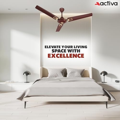 ACTIVA Apsara 1200mm Ceiling Fan, 390 RPM High Speed Air Delivery, BEE Approved One Star Rating, 50 Watt Cooper Winding Motors, Anti Dust Coating, Less Noise, Large Sweep, 2 Years Warranty (Brown) - Image 5
