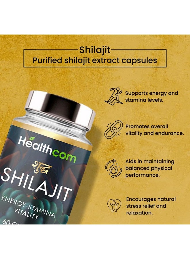 Healthcom كبسولات مستخلص شيلاجيت النقي من هيلثكوم | معزز مناعة أيورفيدي 100% لزيادة الطاقة ووظيفة الخلايا الصحية | 60 كبسولة للرجال والنساء - Image 5