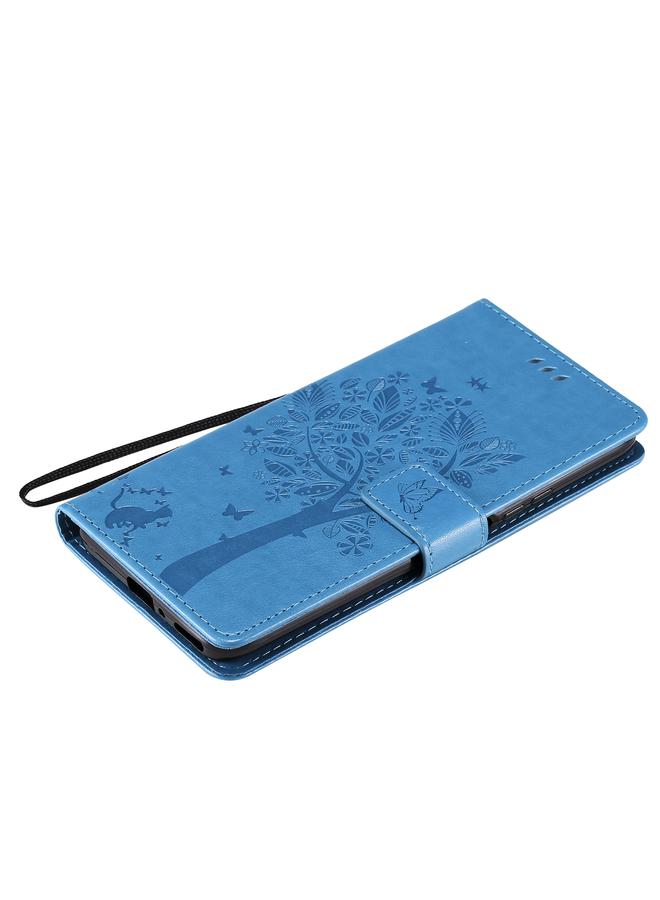 اس-توب جراب لهاتف Huawei Y9a بنقشة شجرة وقطة مطبوعة أفقيًا من جلد البولي يوريثان مع حامل وفتحات للبطاقات ومحفظة وحبل تعليق - Image 5