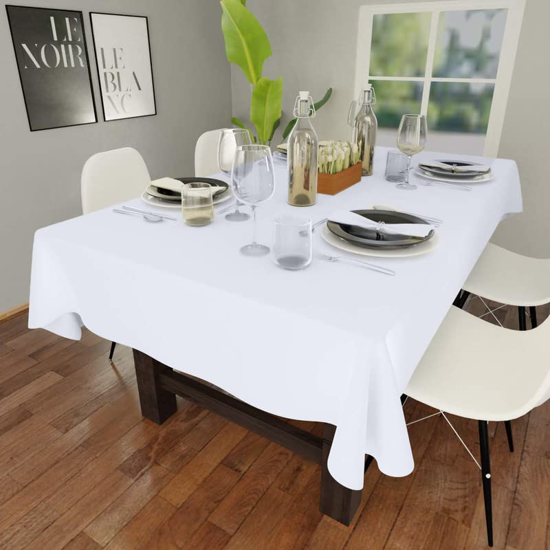 BIRDWING Plain Rectangular Cotton Tablecloth for 4 to 6 Seater Large Dining Table 42X65 Inch(6 ft. Long, White, Pack of 1) Absorbent Heavy Party Fabric for Home Restaurant Banquet & Hotel - Image 5