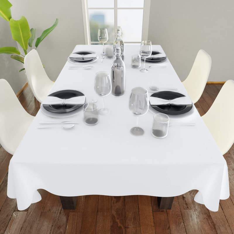 BIRDWING Plain Rectangular Cotton Tablecloth for 4 to 6 Seater Large Dining Table 42X65 Inch(6 ft. Long, White, Pack of 1) Absorbent Heavy Party Fabric for Home Restaurant Banquet & Hotel - Image 4