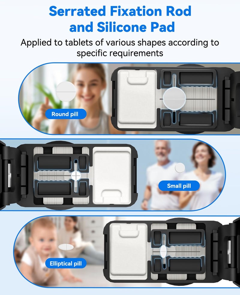 Cotatoc Pill Cutter Splitter for Small and Tiny Pills - Professional 1/2 1/4 Pill Splitter with Adjustable Centering Slot, Accurately Cut Multiple Tablets with Safety Blades & Silicone Storage Box (Black) - Image 5
