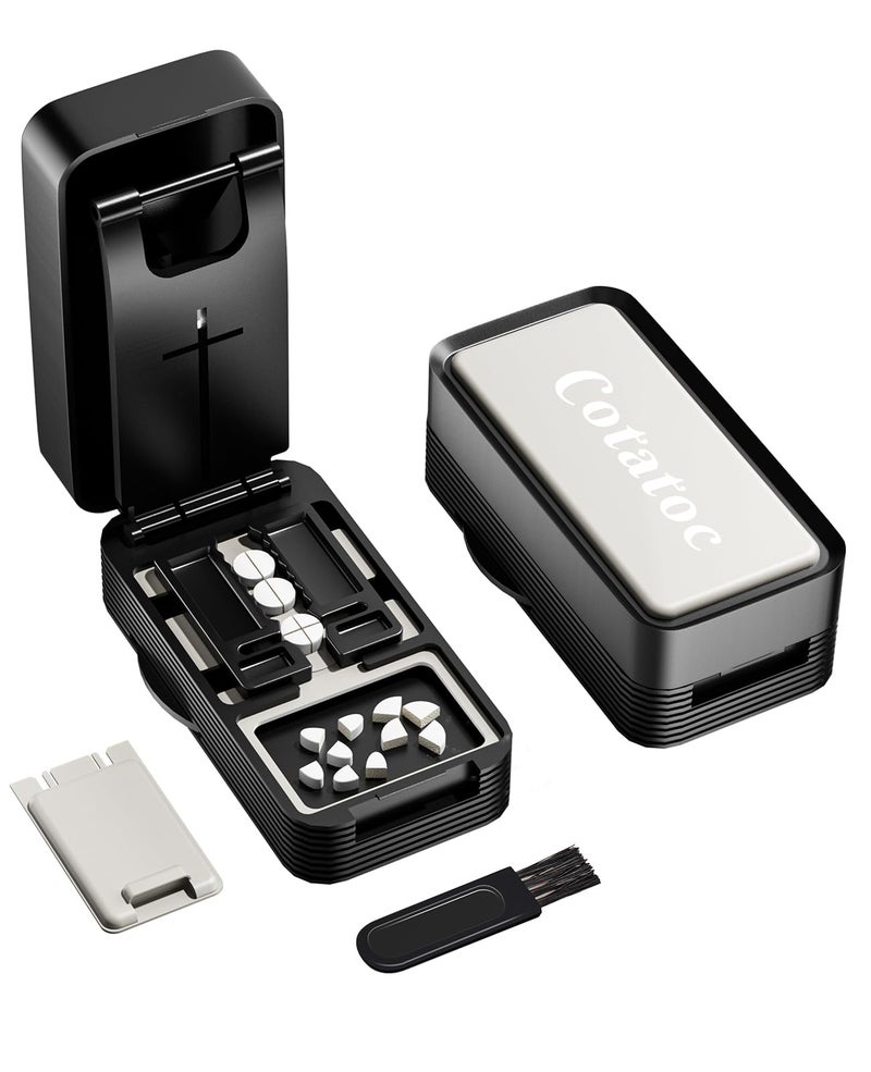 Cotatoc Pill Cutter Splitter for Small and Tiny Pills - Professional 1/2 1/4 Pill Splitter with Adjustable Centering Slot, Accurately Cut Multiple Tablets with Safety Blades & Silicone Storage Box (Black) - Image 1