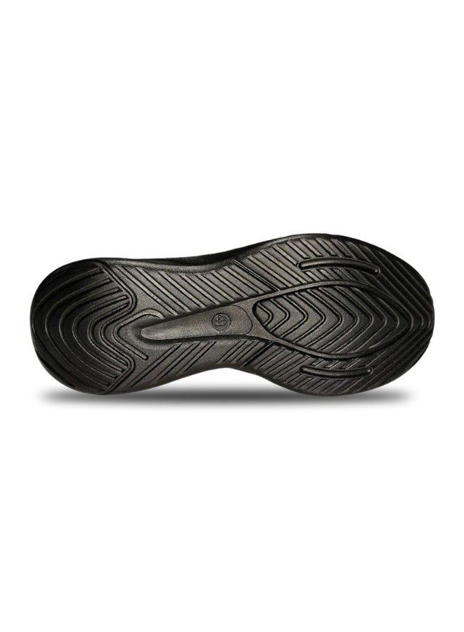 Amity Men 5cm Hidden Height Slip On Walking Shoes Hollow Breathable Knit EVA Cushion Non-Slip All Black Casual Sneakers - Image 5
