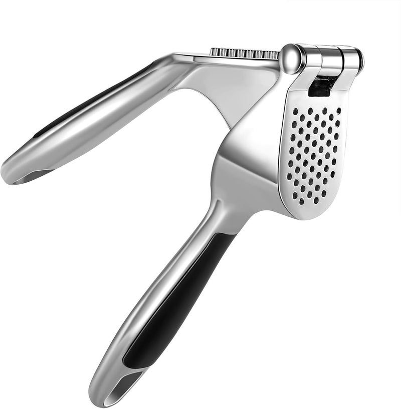 Honsen Garlic Press Easy to Squeeze and Clean, Zinc Alloy Garlic Mincer & Crusher with Soft Easy-Squeeze Ergonomic Handle - Image 1
