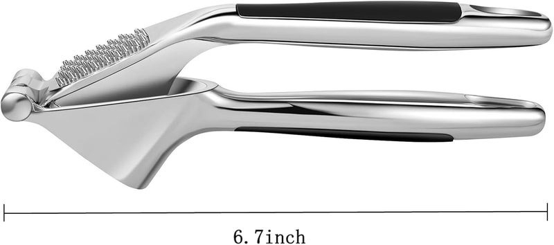 Honsen Garlic Press Easy to Squeeze and Clean, Zinc Alloy Garlic Mincer & Crusher with Soft Easy-Squeeze Ergonomic Handle - Image 2