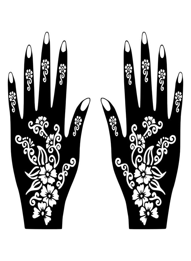 Komstec Trendy Henna Art for Hands Mehndi Stencil Sticker for Palm and Finger One Set for Both Hand - Image 2
