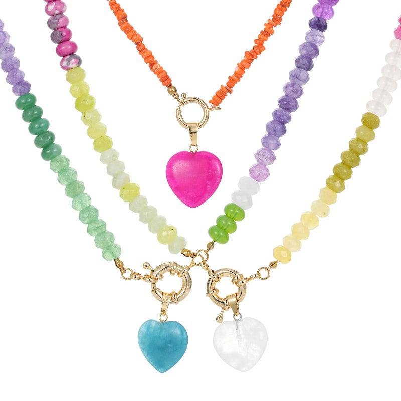 ALYXUY Trendy Stainless Steel Gold Plated Charm Necklace with Heart Pearl Pepper Conch Ceramic Pendant Necklace for Women Collares Chokers Jewelry (colorful pendant) - Image 1