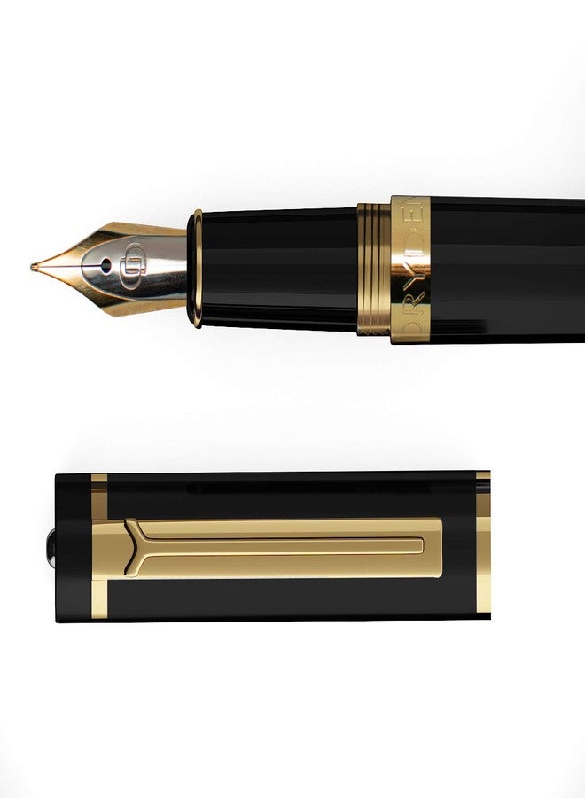 Dryden Designs Fountain Pen - Medium and Fine Nibs | Includes 24 Ink Cartridges and Ink Refill Converter | Calligraphy Pen, Consistent Writing, Smooth Look - Intense Black. - Image 4