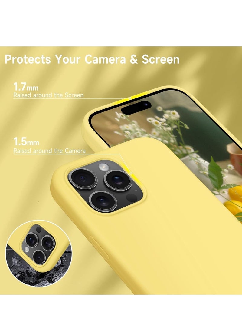 IAF Soft Liquid Silicone Gel Case for iPhone 16 Pro Max - Full Body Shockproof Protection with Matte Finish & Soft Microfiber Lining (Yellow) - Image 5