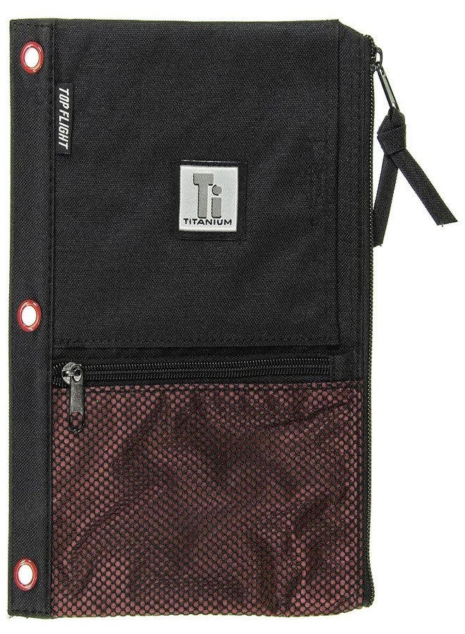 Titanium Top Flight Titanium Zipper Pencil Pouch with 4 Pockets, 8.125 x 9.75 Inches, 1 Pouch, Color May Vary (43049) - Image 1