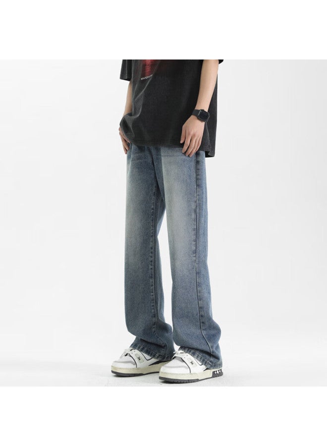 Maybeyond Men's Summer High Waist Slim Fit Flared Jeans Ma27 Vintage Blue L - Image 2