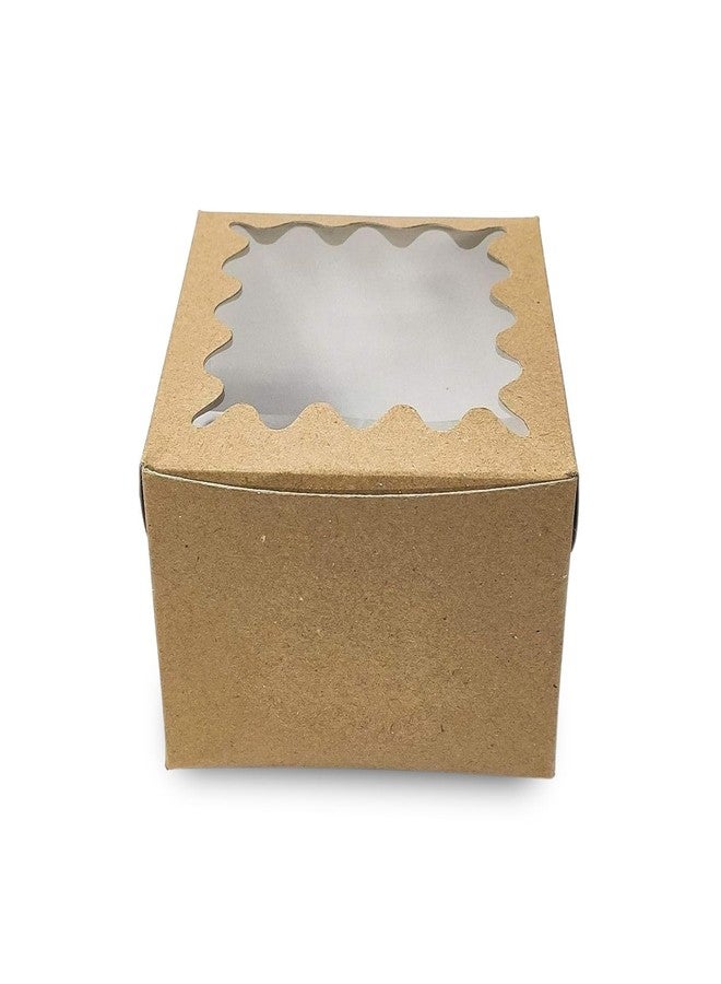 Intactmedia Food Grade Kraft Cake Box with Window, 360gsm Premium Brown Bakery Box for Cakes, Cupcakes & Brownies - Sturdy Auto-Popup Gift Box - Pack of 25 - Image 1