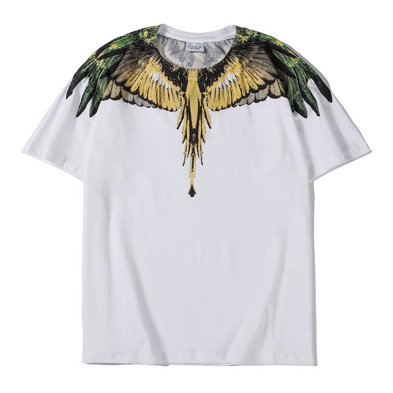 Supply Ins Tide Brand Mb Short Sleeve Men'S And Women'S Lovers Color Feather Wings Classic Half Sleeve T-Shirt - Image 1