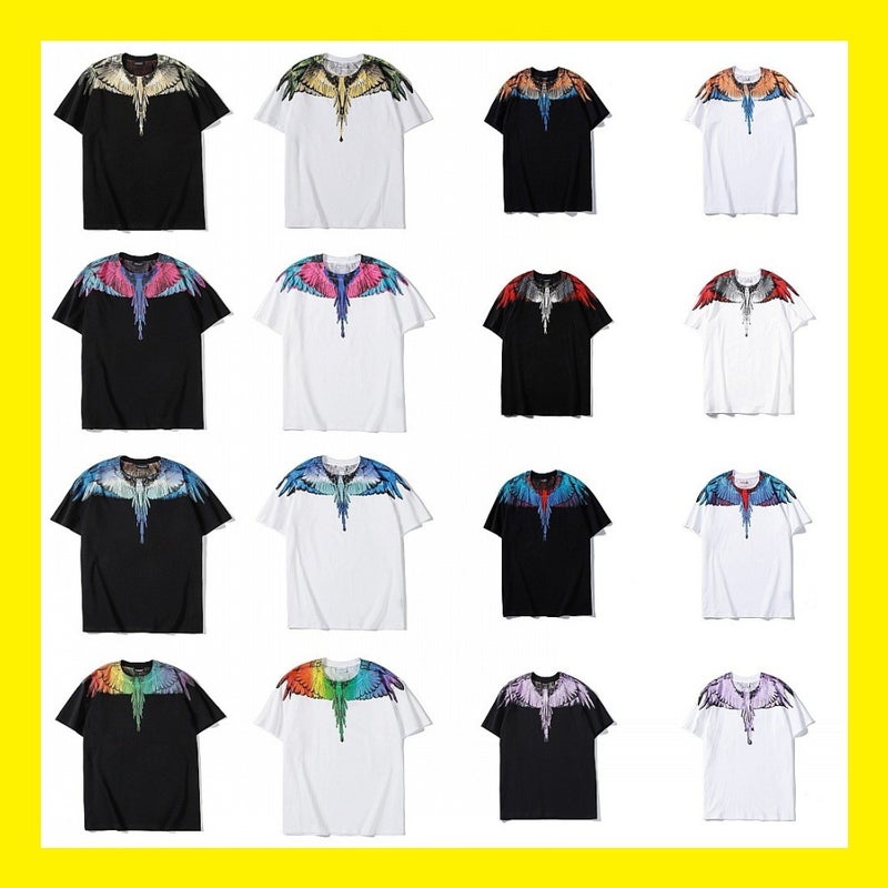 Supply Ins Tide Brand Mb Short Sleeve Men'S And Women'S Lovers Color Feather Wings Classic Half Sleeve T-Shirt - Image 2