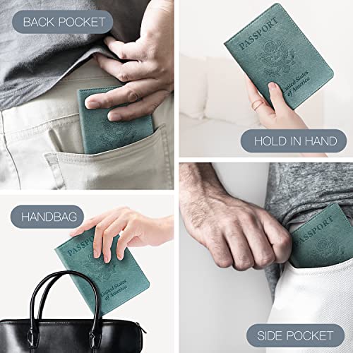 VIDIVICI Unisex 2pk RFID Passport And Vaccine Card Holder Combo,Passport Holder-Black&Light Blue - Image 5