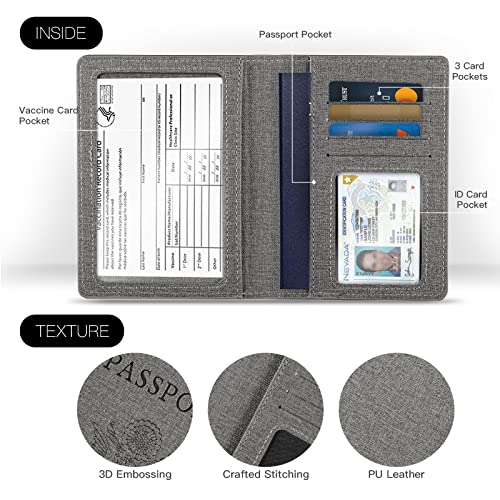 VIDIVICI Unisex 2pk RFID Passport And Vaccine Card Holder Combo,Passport Holder-Black&Light Blue - Image 4