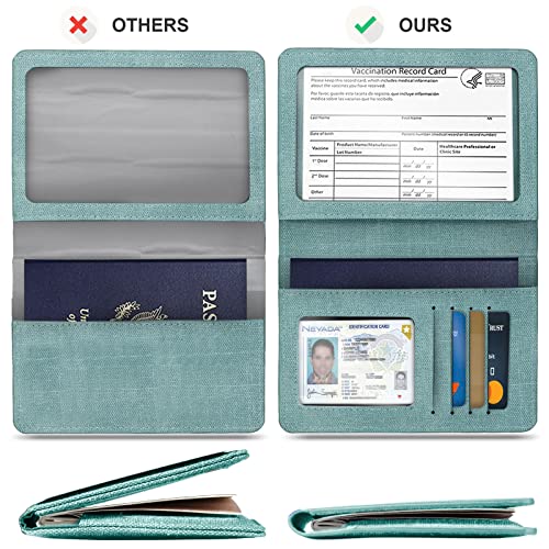 VIDIVICI Unisex 2pk RFID Passport And Vaccine Card Holder Combo,Passport Holder-Black&Light Blue - Image 3