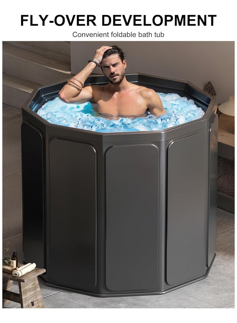 Huitich Fly-Over Development Foldable Ice Bath Tub Black 80×66 cm Portable Recovery Tub for Adults  - Image 2