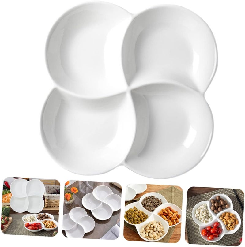 LABRIMP MultiGrid Snack Plate Versatile Dried Fruit Storage Tray and Food Serving Platter for Parties Candies Holder Snack Serving Plate White  - Image 2