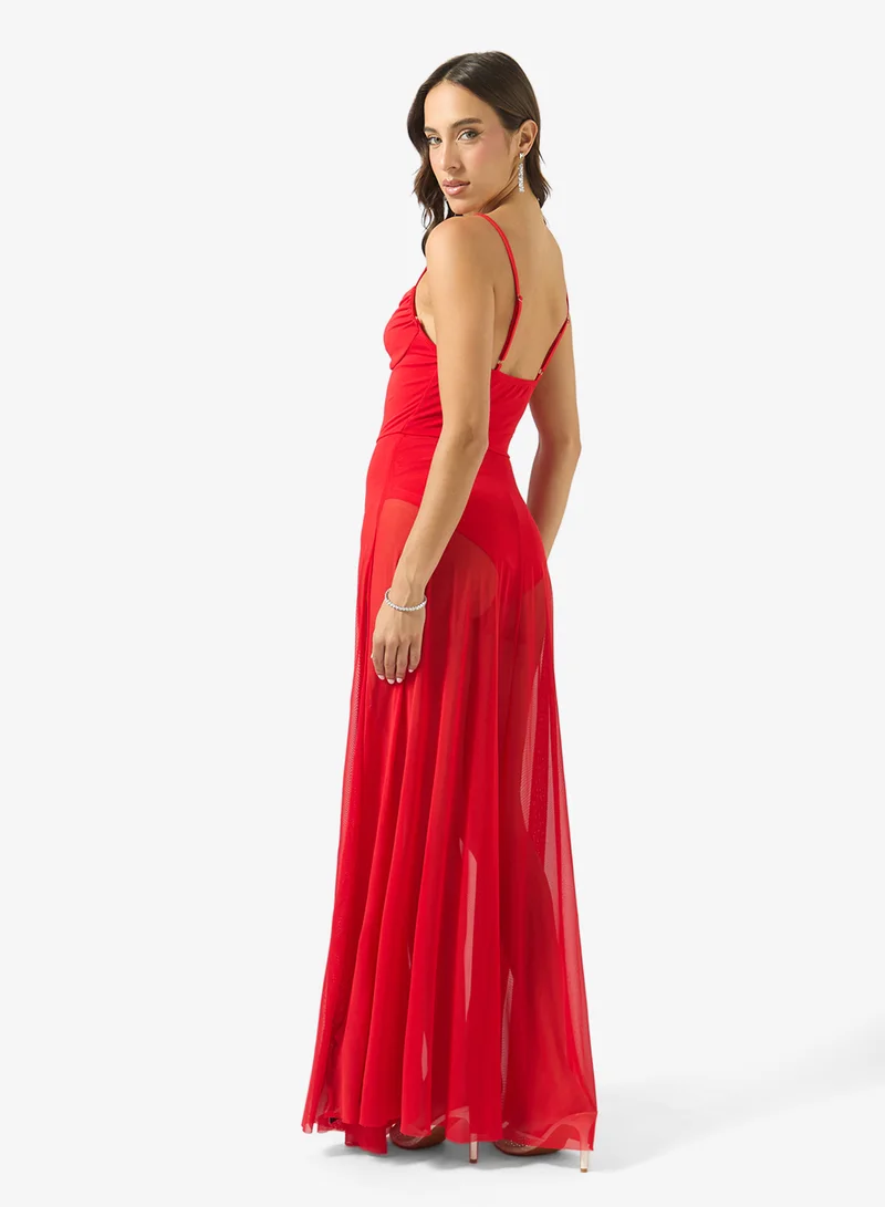 جينجر فستان ضيق بخصر كورست وخط