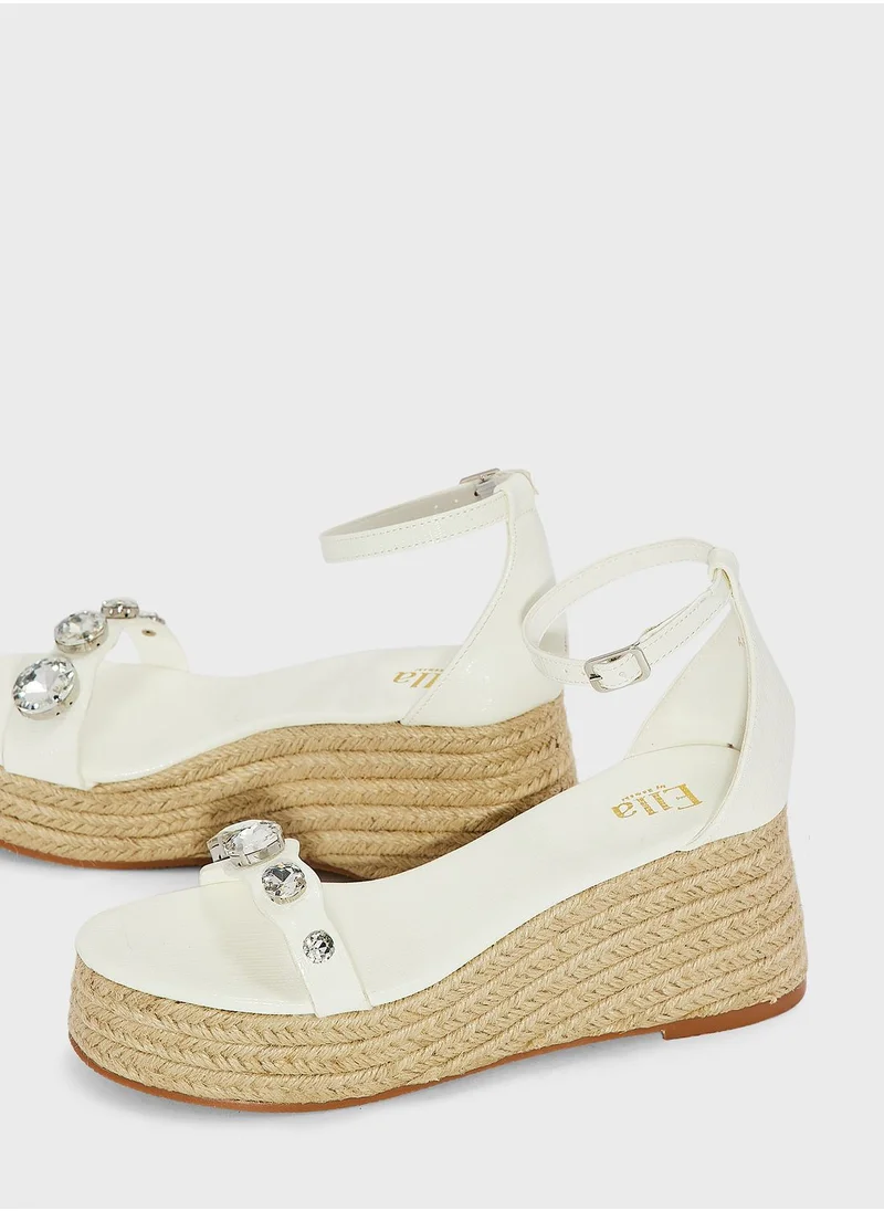 ايلا Jewelled & Embellished  Wedge Sandals