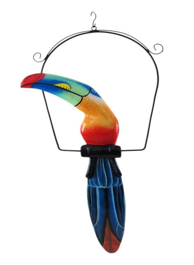 Things2Die4 30 Inch Hand Painted Wooden Toucan Bird Hanging Statue Red / Blue - Image 3