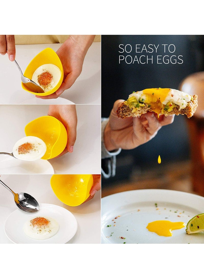 Egg Cooker with Ring Stand, Silicone Egg Cooking Cup, Suitable for Microwave or Stovetop Egg Cooking, Comes with Extra Oil Brush, BPA Free, 4 Pack  - Image 5