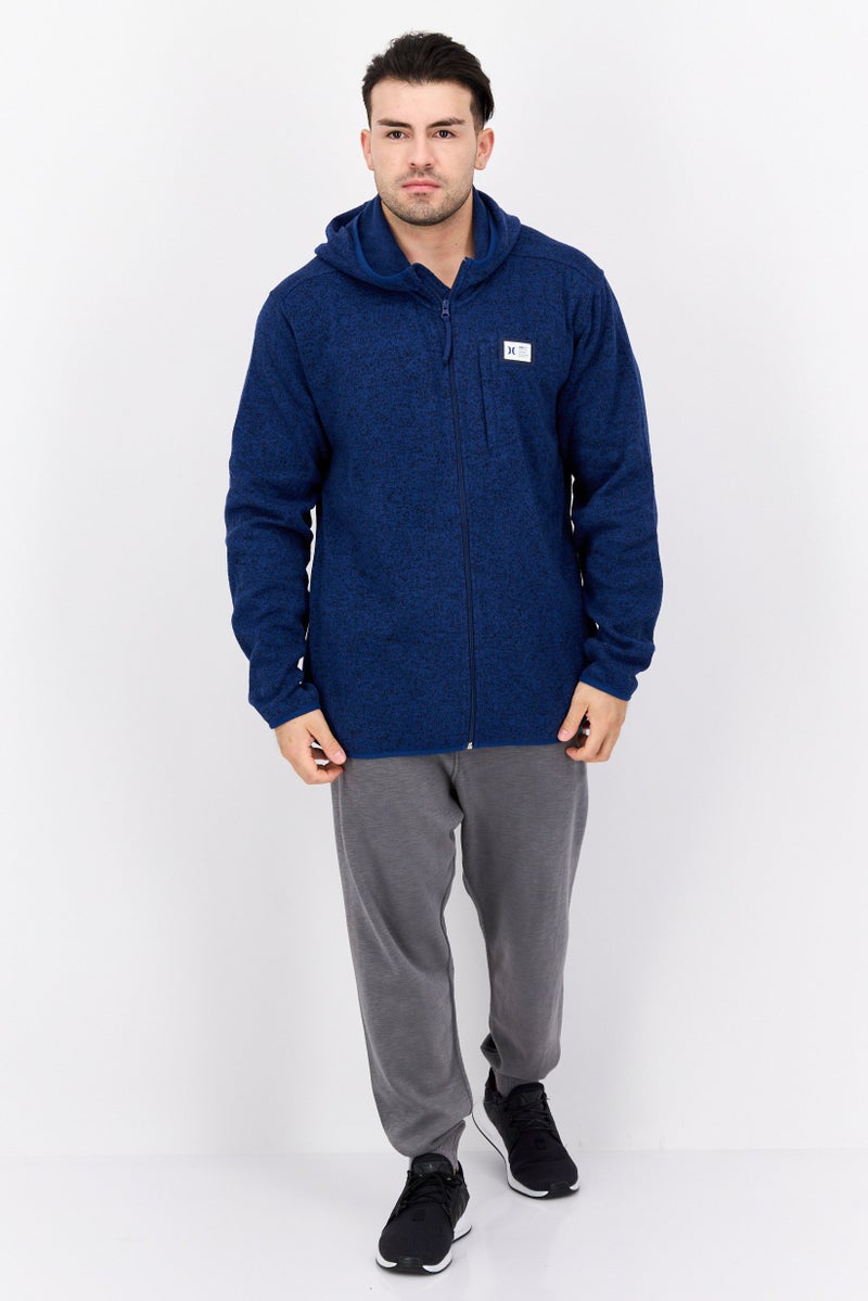 Hurley Men Hooded Long Sleeve Brand Logo Sweatshirt, Navy - Image 3