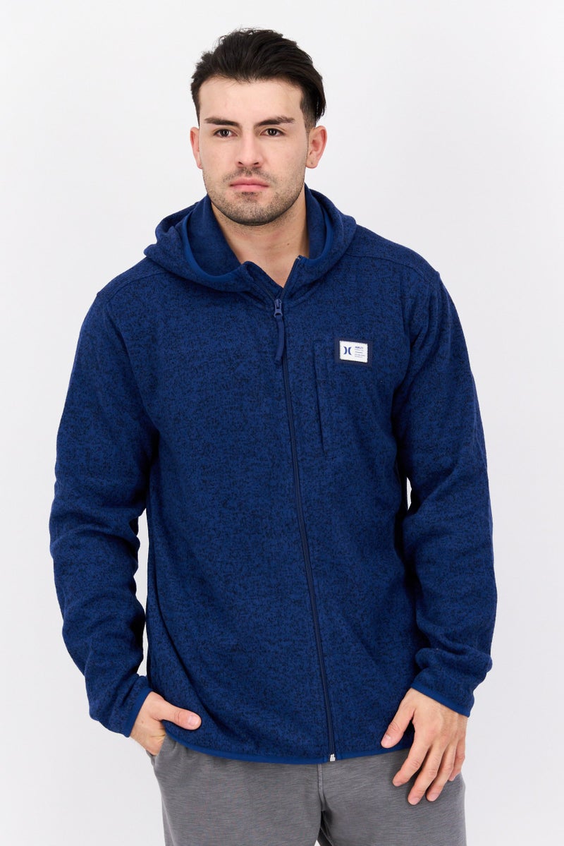 Hurley Men Hooded Long Sleeve Brand Logo Sweatshirt, Navy - Image 1