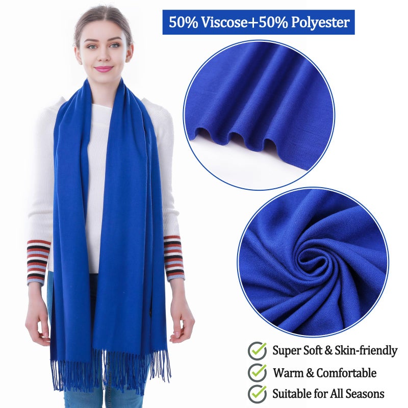 vimate Pashmina Shawl Wrap-Royal Blue Pashmina Scarfs for Women wedding guest evening dresses(Royal Blue) - Image 2