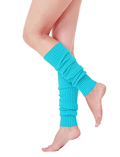 v28 Women Juniors 80s Eighty's Ribbed Leg Warmers for Party Sports (Lakeblue) - Image 2